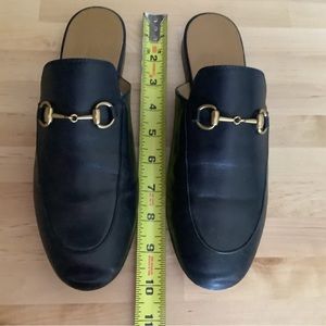 Gucci Black Leather Slip-on Mules